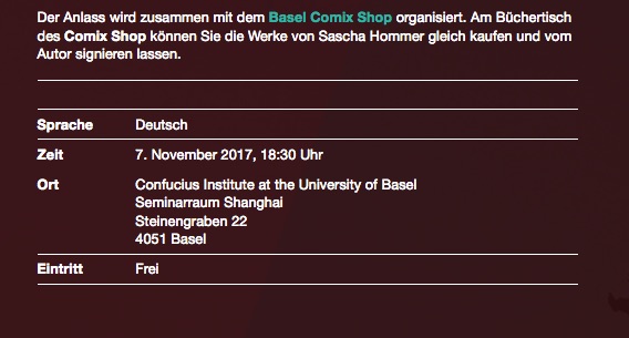 Comiclesung In China Confucius Institute at the University of Basel 2