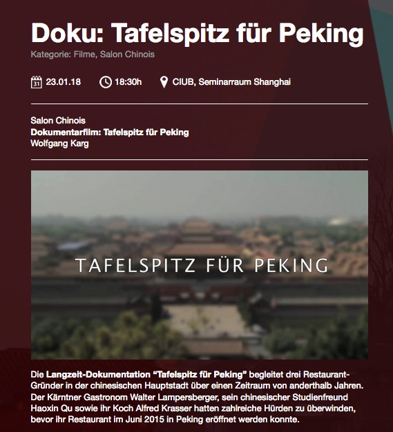 Doku Tafelspitz fur Peking Confucius Institute at the University of Basel