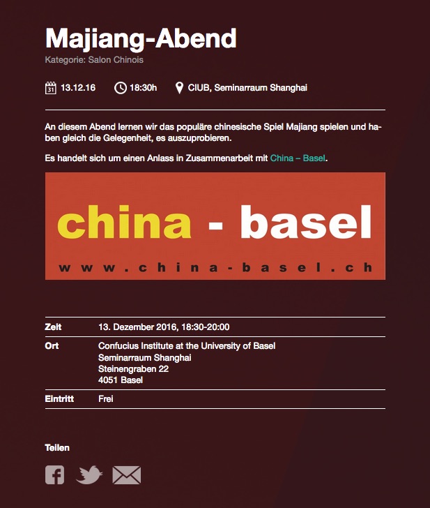Majiang Abend Confucius Institute at the University of Basel