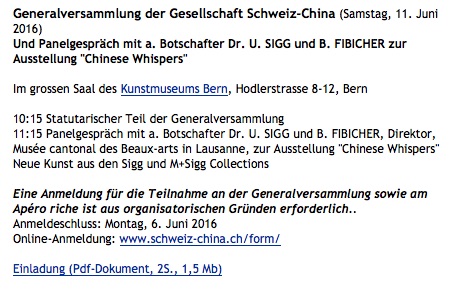 Schweizerisch Chinesische Gesellschaft Letzte Meldungen Vorschau Programm